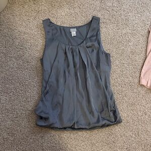 H&M Silk Gray Pleated Scoop Neck Sleeveless Camisole